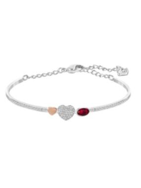 Swarovski Silver-Tone Bracelet with Rose Gold Accent and Red Crystal